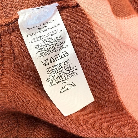 LOFT Wide Striped Poncho Sweater Peach/Sand Size XXS - Picture 8 of 9